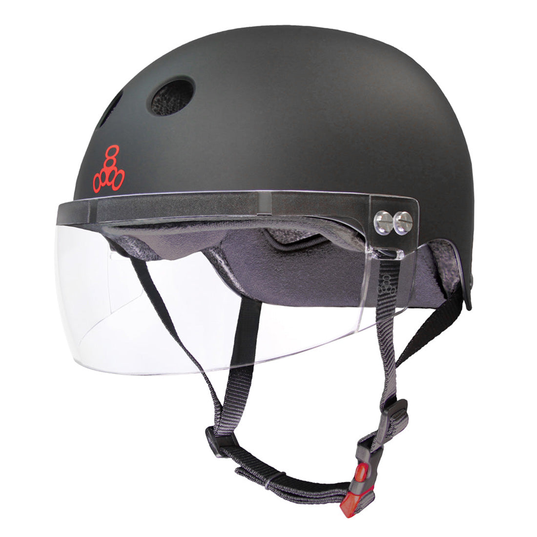 Triple 8 THE Cert SS Visor Helmet - Black Rubber Helmets