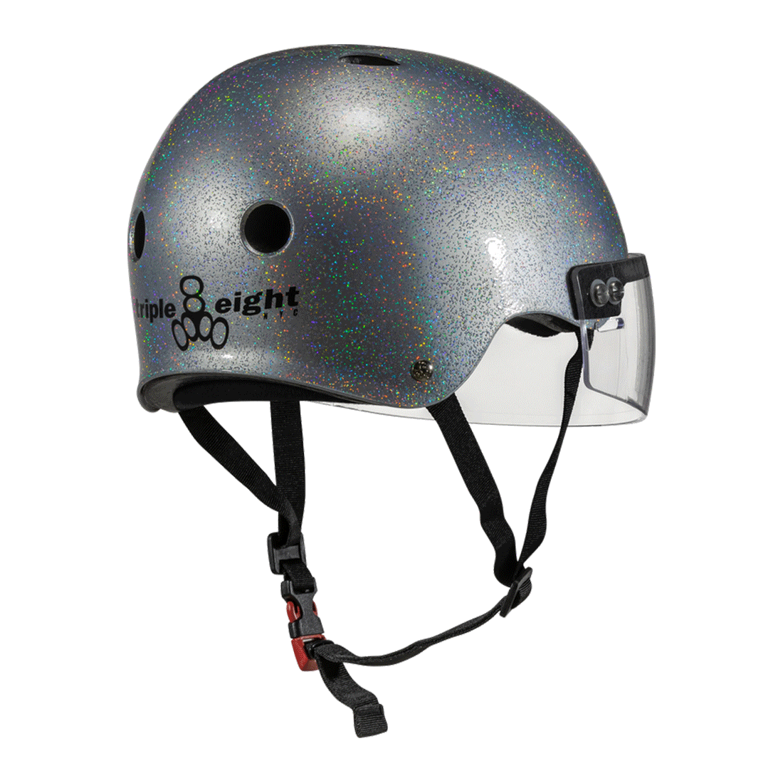 Triple 8 THE Cert SS Visor Helmet - Silver Glitter Helmets