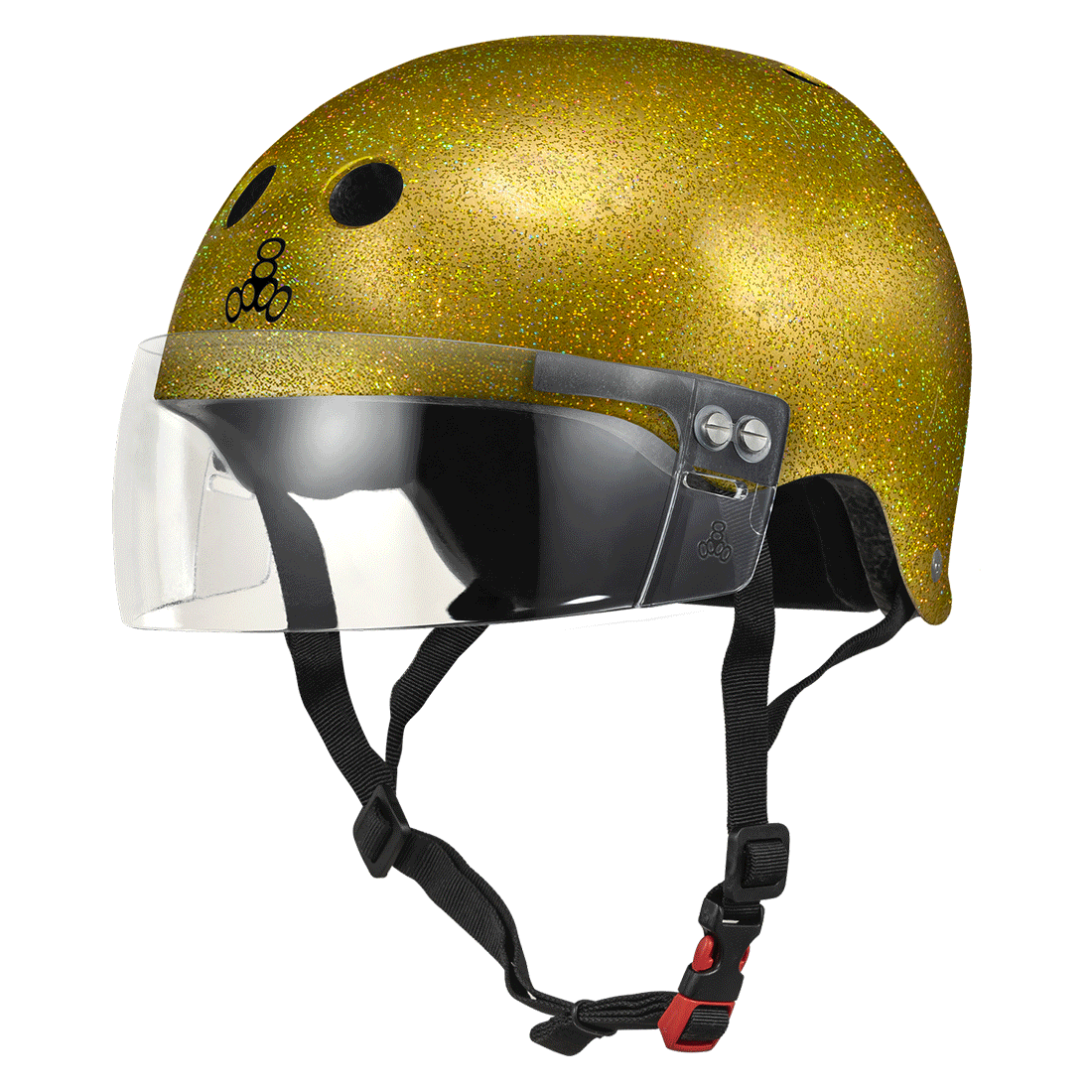 Triple 8 THE Cert SS Visor Helmet - Gold Glitter Helmets
