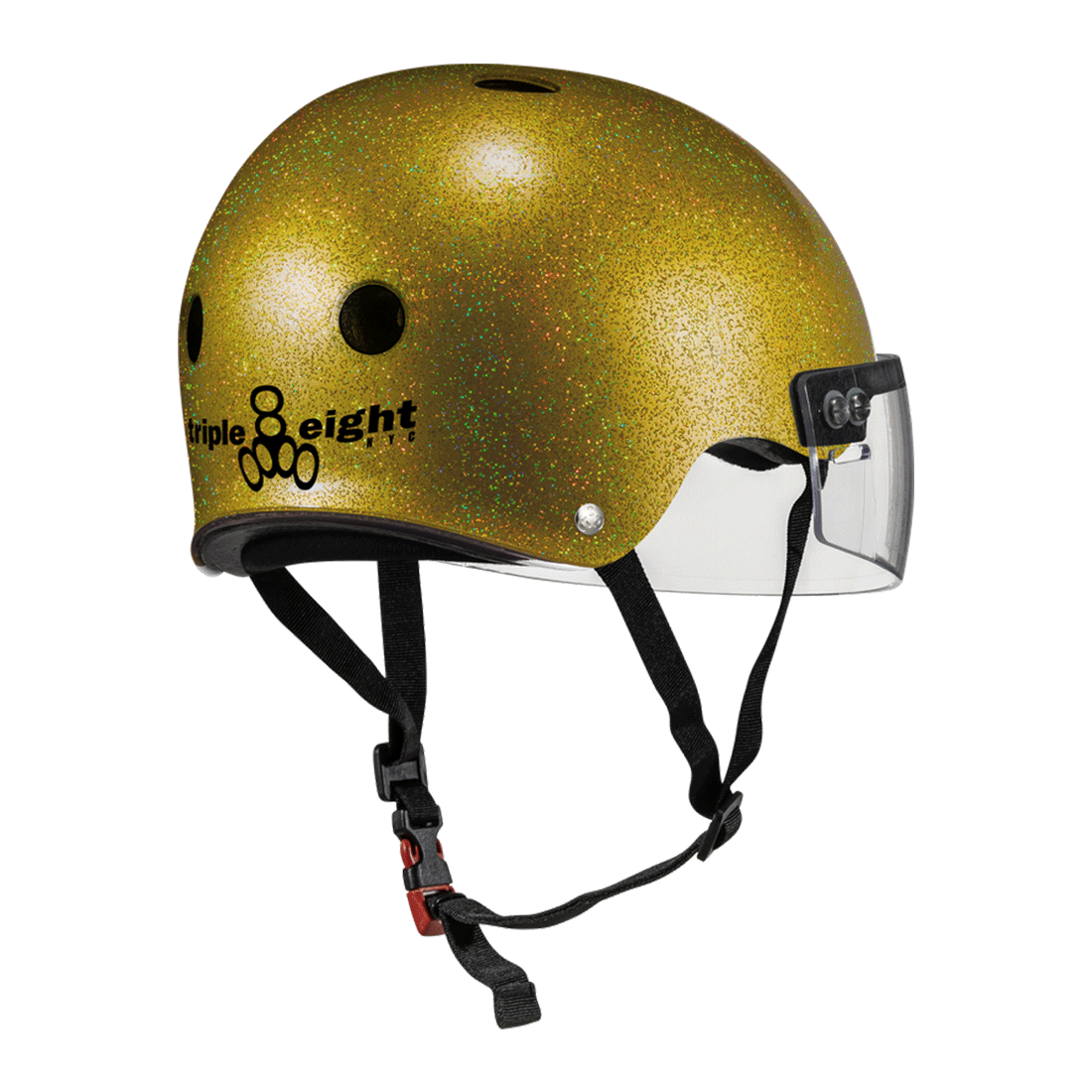 Triple 8 THE Cert SS Visor Helmet - Gold Glitter Helmets
