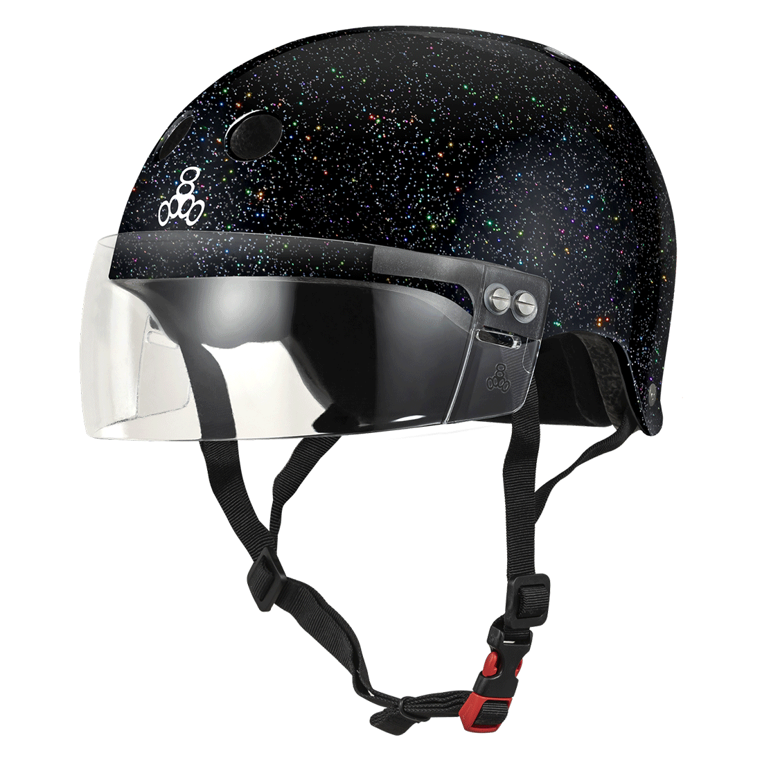 Triple 8 THE Cert SS Visor Helmet - Black Glitter Helmets
