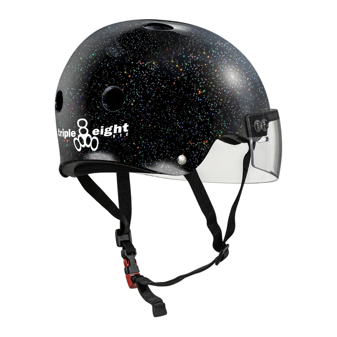Triple 8 THE Cert SS Visor Helmet - Black Glitter Helmets