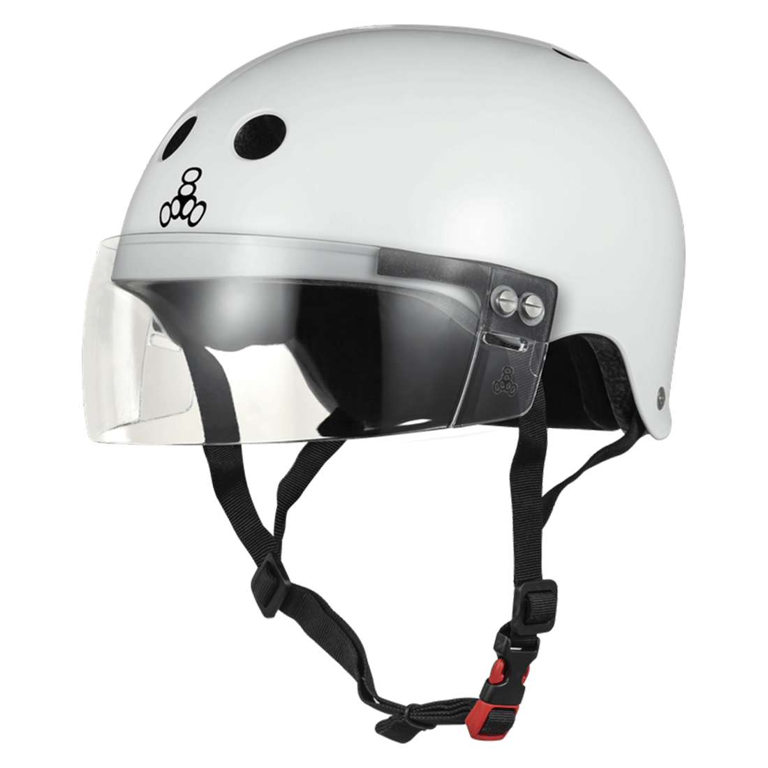 Triple 8 THE Cert SS Visor Helmet - White Gloss Helmets