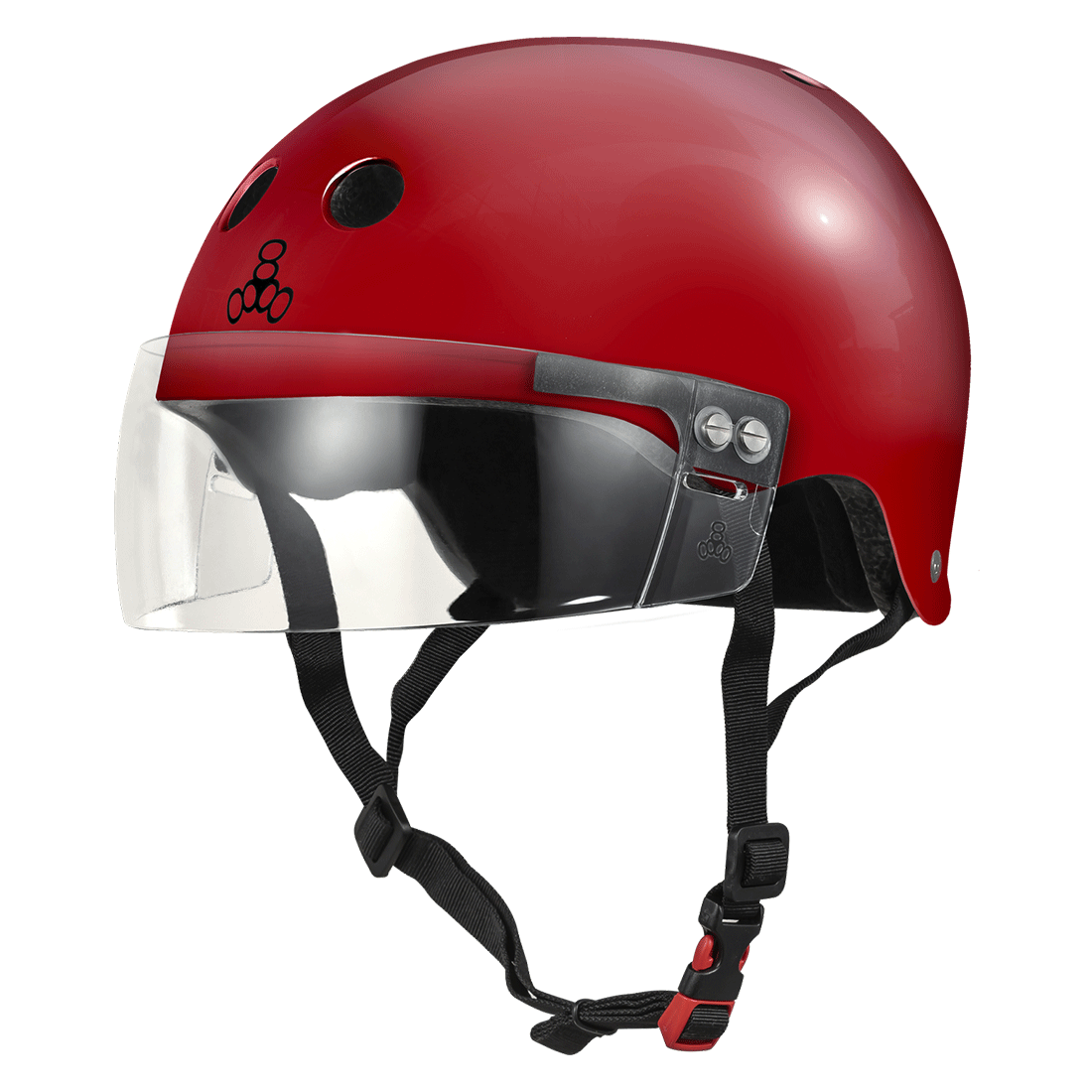 Triple 8 THE Cert SS Visor Helmet - Scarlet Red Gloss Helmets