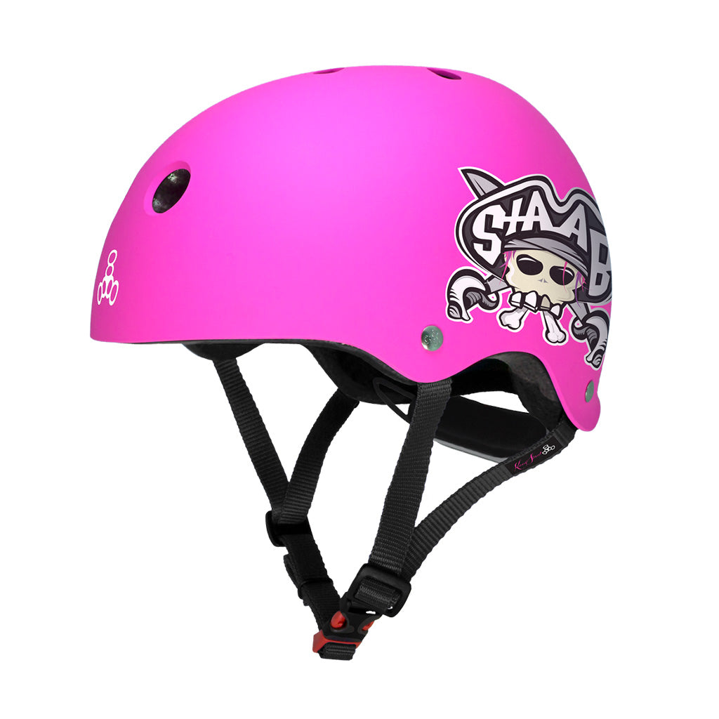 Triple 8 LIL8 Youth Bike Helmet - Staab Neon Pink Rubber Helmets