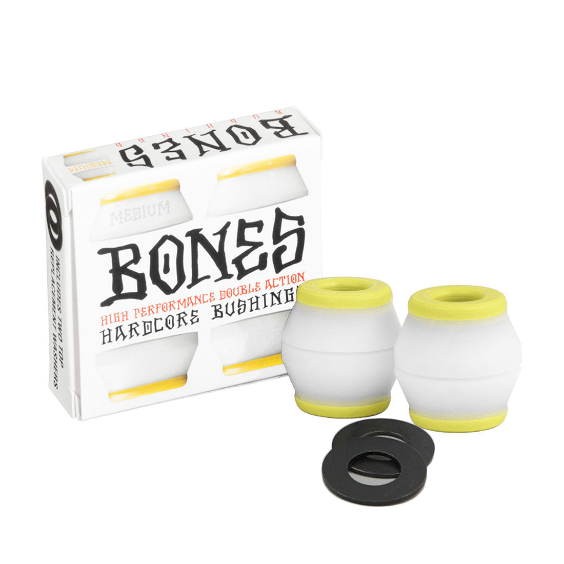 Bones Hardcore Conical Bushings 4pk - White White Medium | 91A Skateboard Hardware and Parts