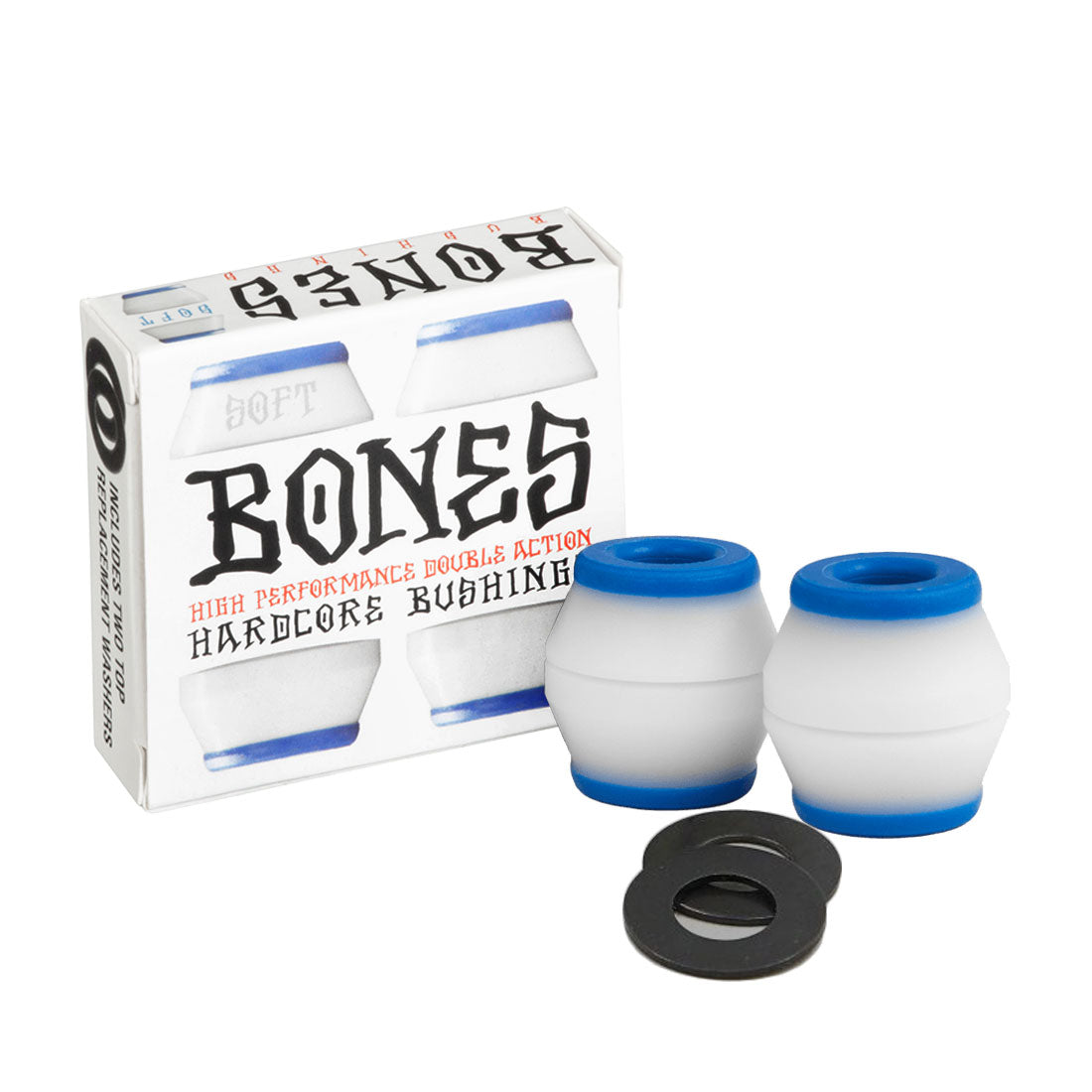 Bones Hardcore Conical Bushings 4pk - White White Soft | 81A Skateboard Hardware and Parts