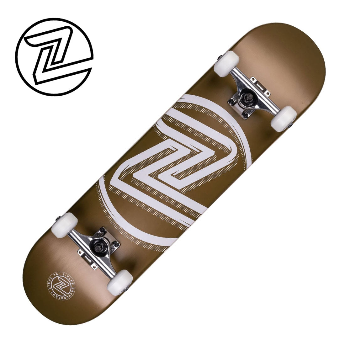 Z-Flex Logo 7.8 Complete - Gold Skateboard Completes Modern Street