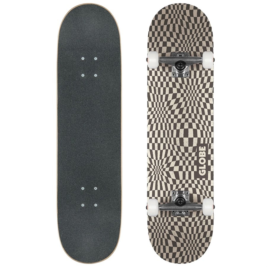 G0 Checked Out 8.0" Complete Skateboard - Black/Off-White Skateboards