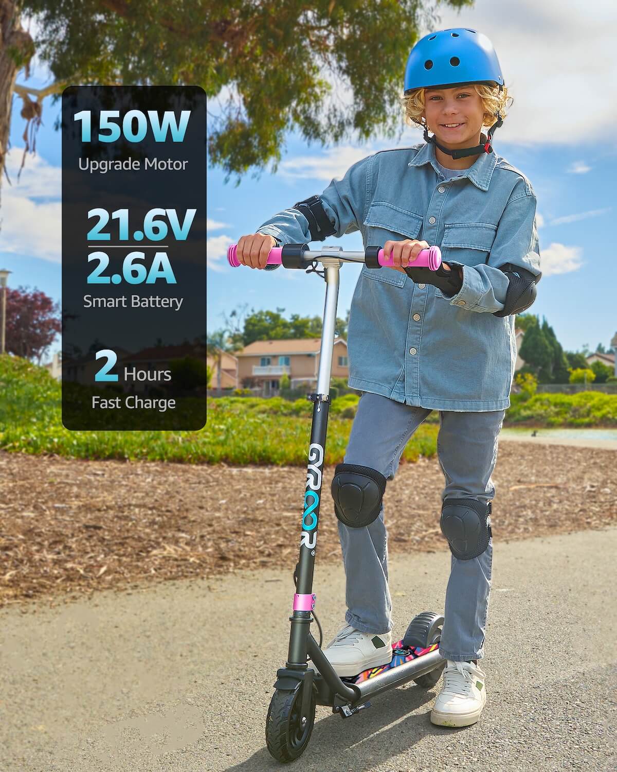GYROOR H30 Max Kids Electric Scooter - Pink