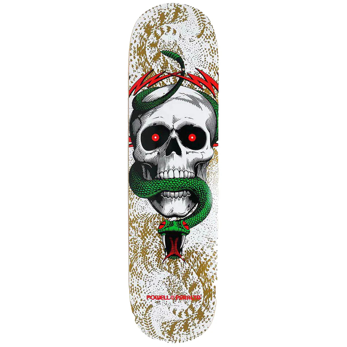 Powell Peralta - Skull & Snake White/Metallic Gold 7.75 Skateboard Deck Skateboard Decks Modern Street