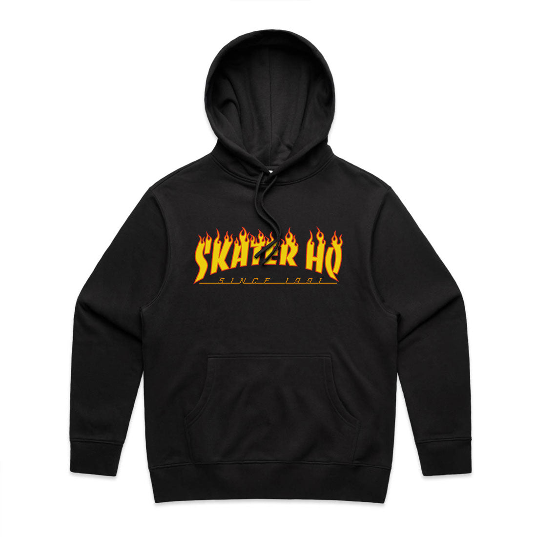 Skater HQ Team Flames Hoody - Black Apparel Skater HQ Clothing