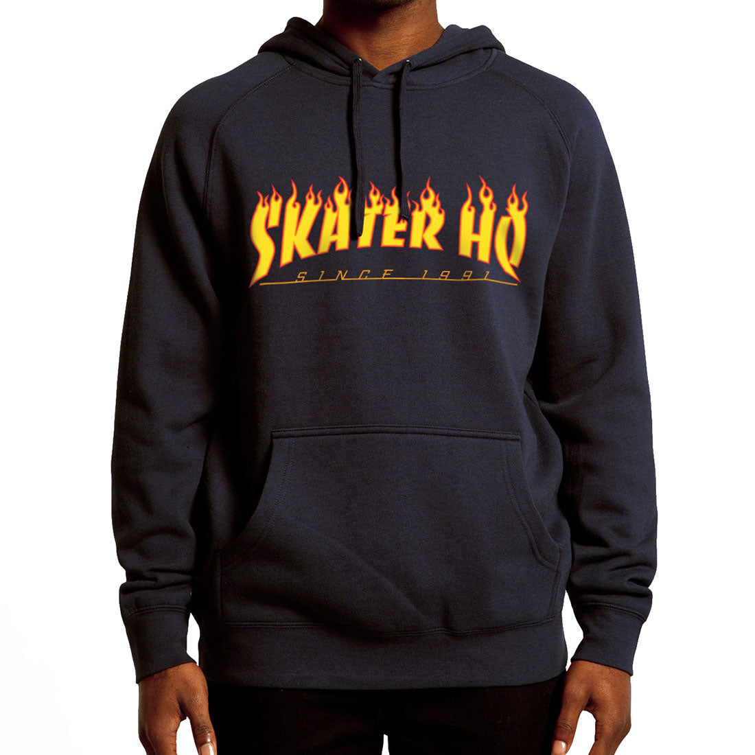 Skater HQ Team Flames Hoody - Black Apparel Skater HQ Clothing