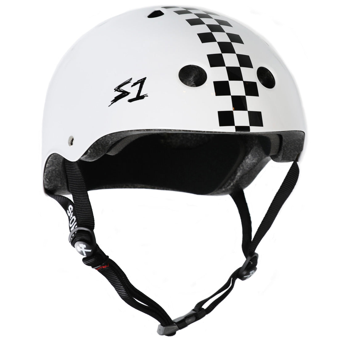 S-One Mega Lifer Helmet - White Gloss/Black Checkers Helmets