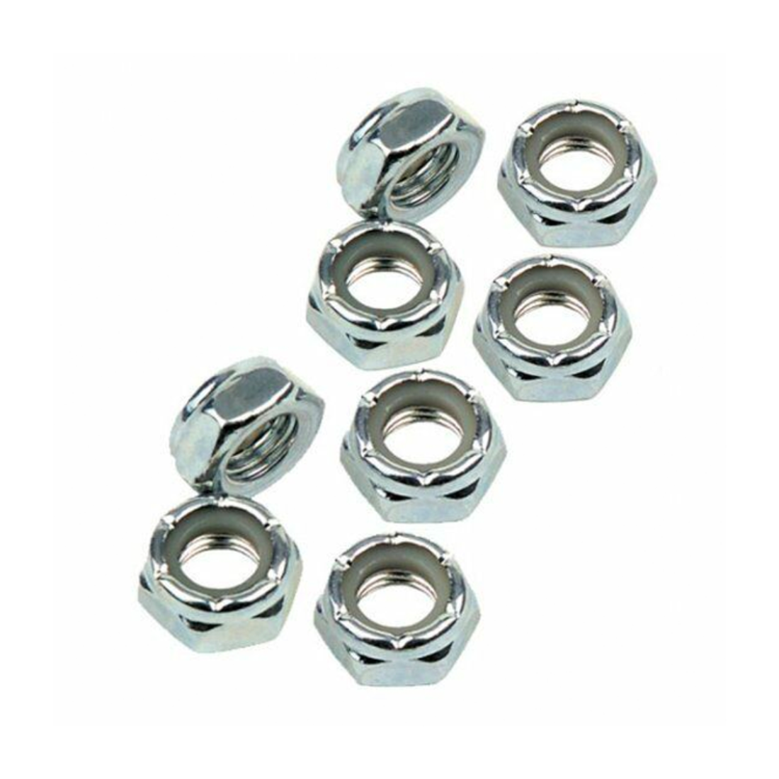 Roll-Line Axle Lock Nuts Silver 7mm - 8 pack Nuts