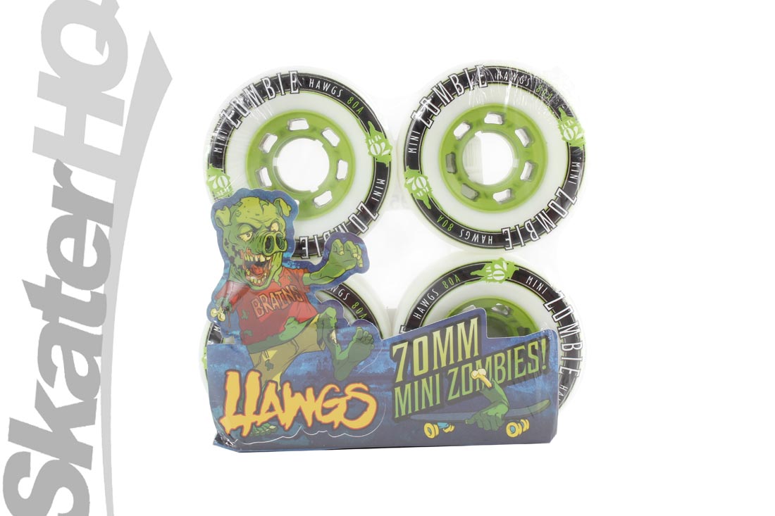 HAWGS Mini Zombie 70mm/80A - White/Green Skateboard Wheels