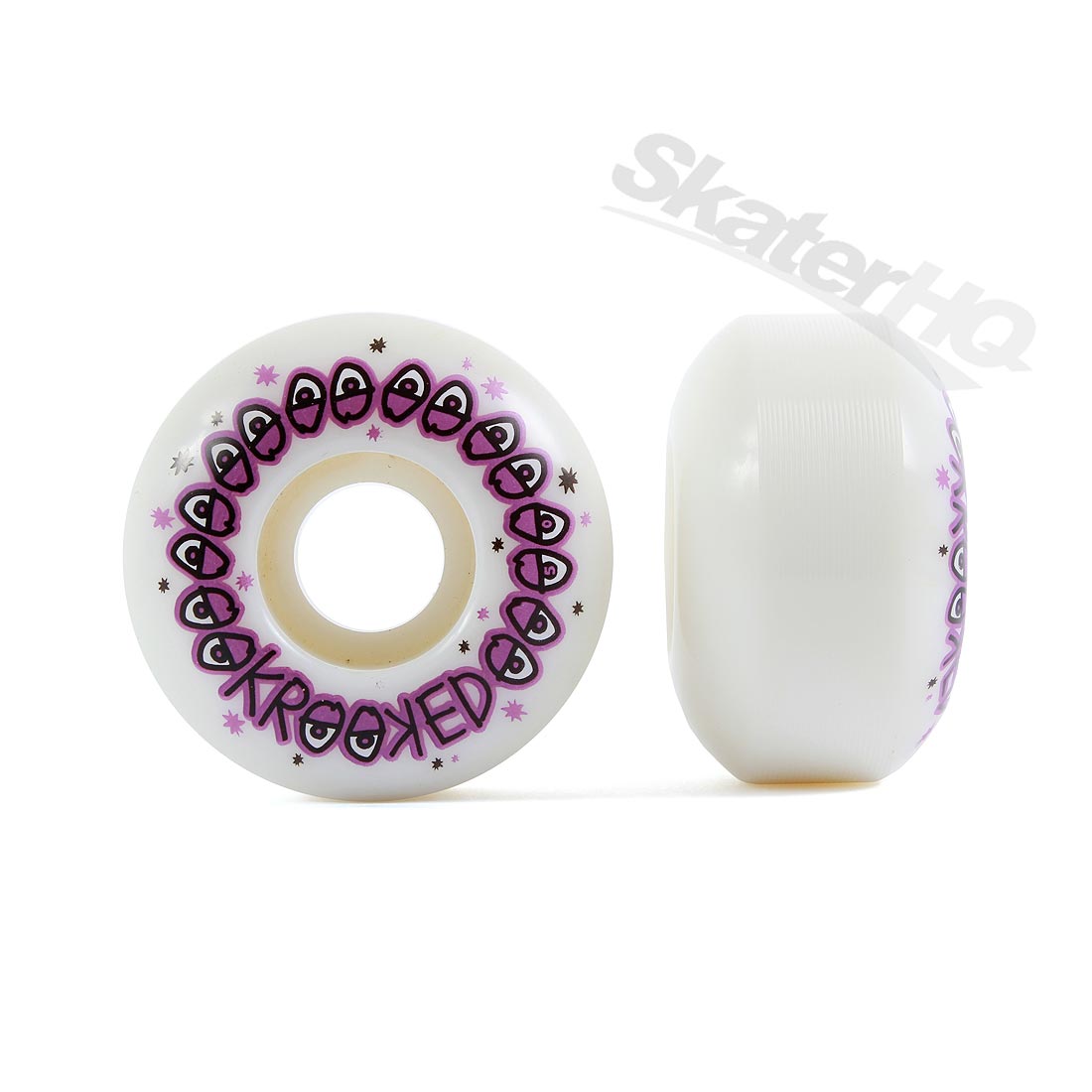 Krooked Eyes 50mm White Skateboard Wheels