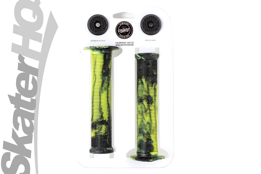 Colony Much Room Neon Storm Grips - Black/Yellow Scooter Grips