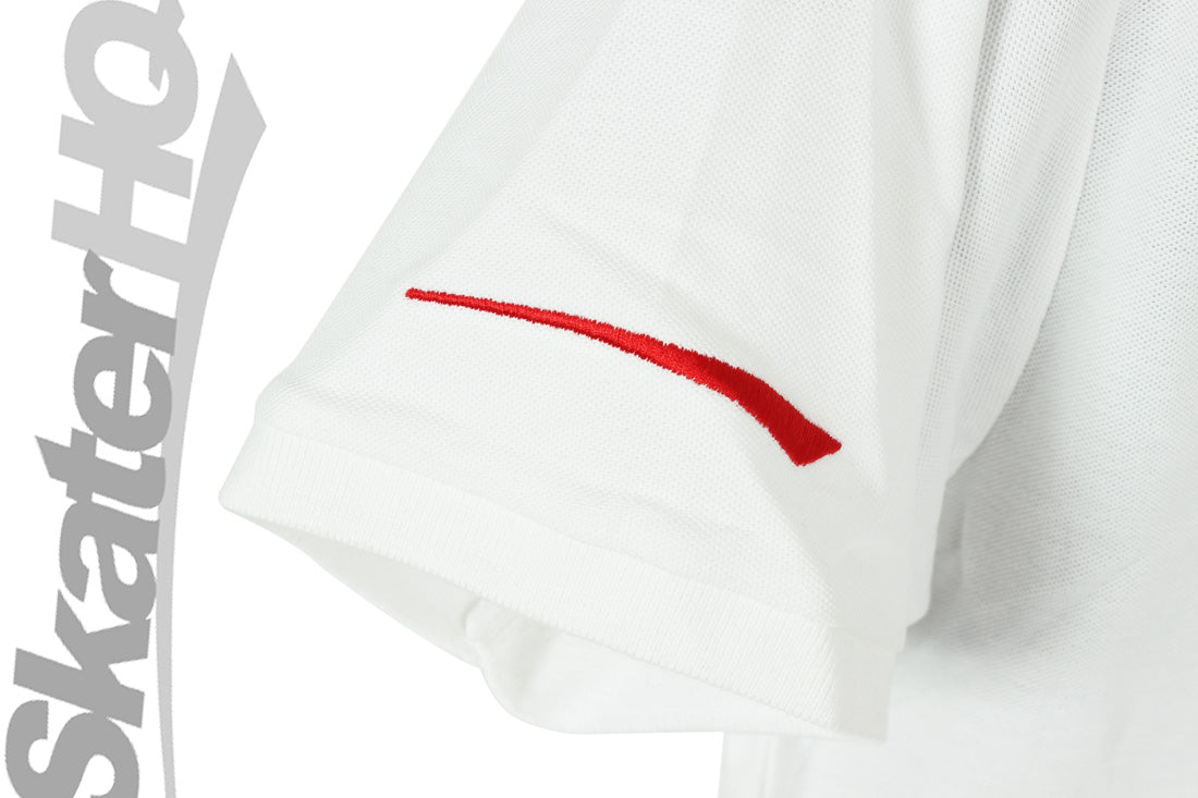 Skater HQ Adult Swoosh Polo Shirt - White Apparel Skater HQ Clothing