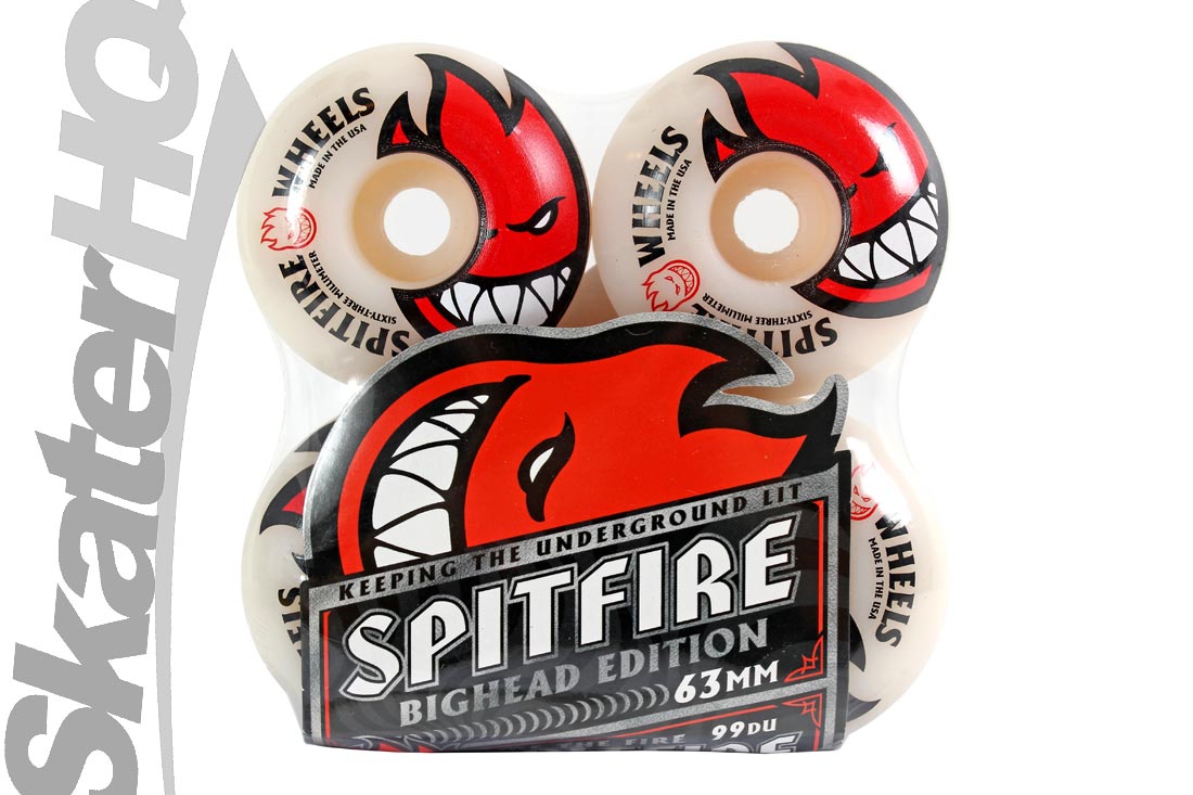 Spitfire Bighead 63mm/99A - White/Red Skateboard Wheels