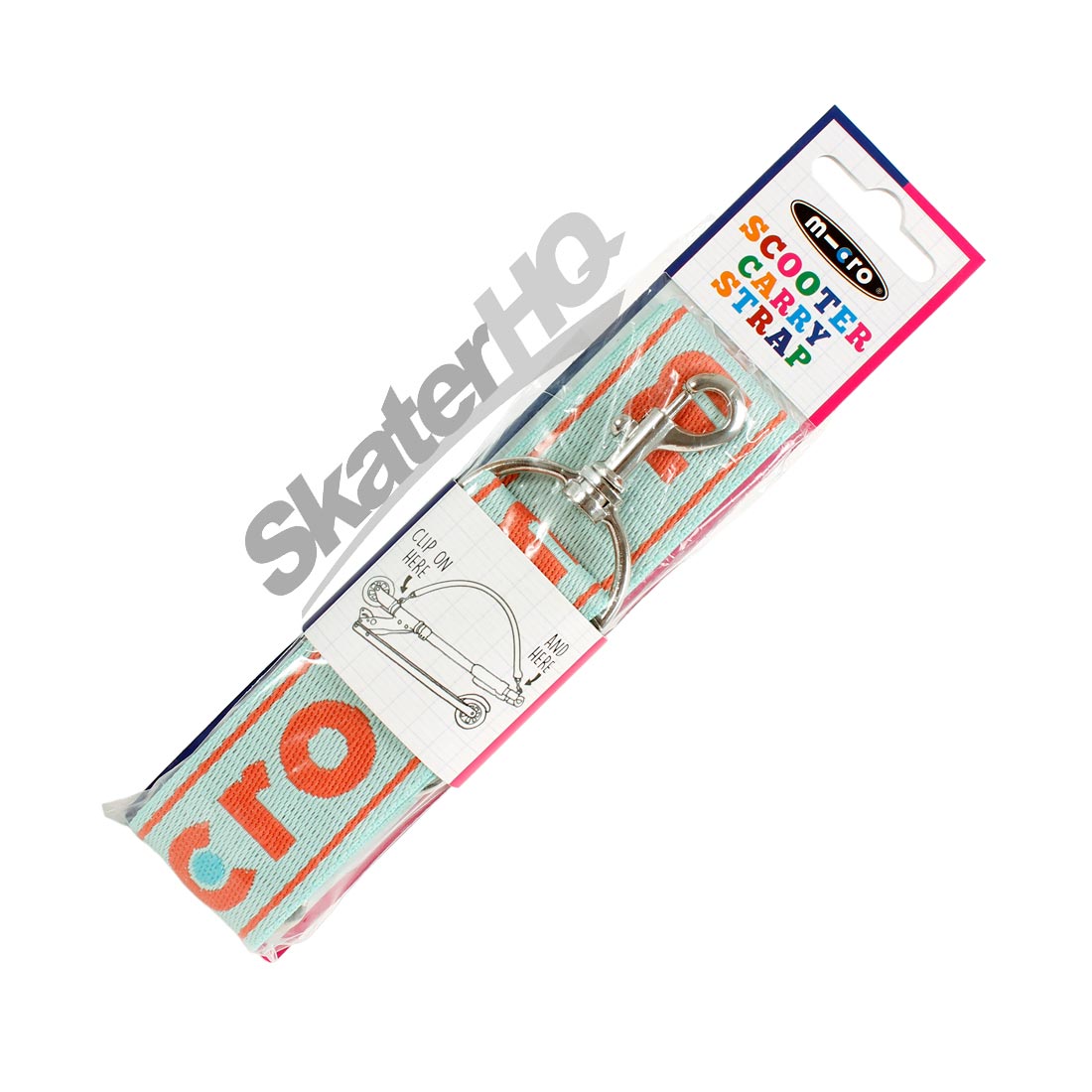 Micro Scooter Carry Strap - Aqua &amp; Coral Scooter Accessories