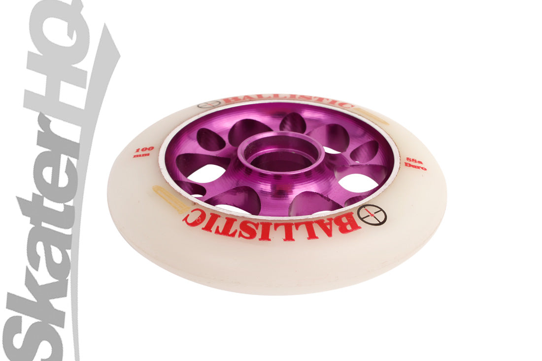 Ballistic Infinity 6 Shooter 100mm/88a - White/Purple Scooter Wheels
