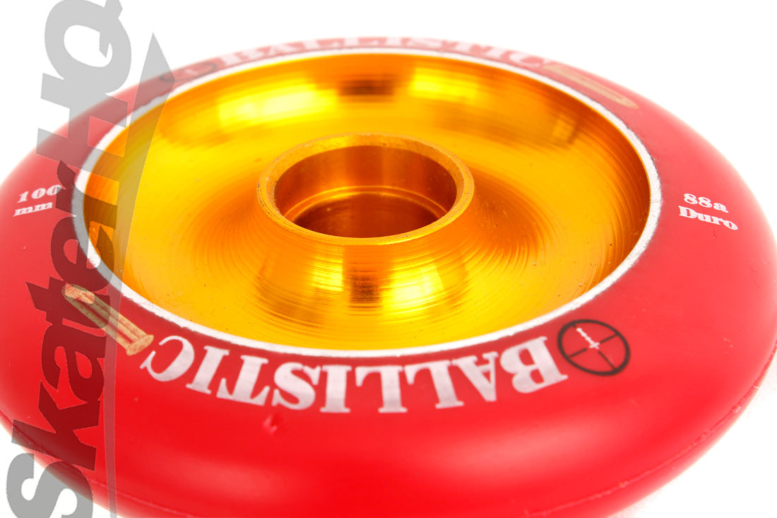 Ballistic Infinity Metal Core 100mm/88a - Red/Gold Scooter Wheels