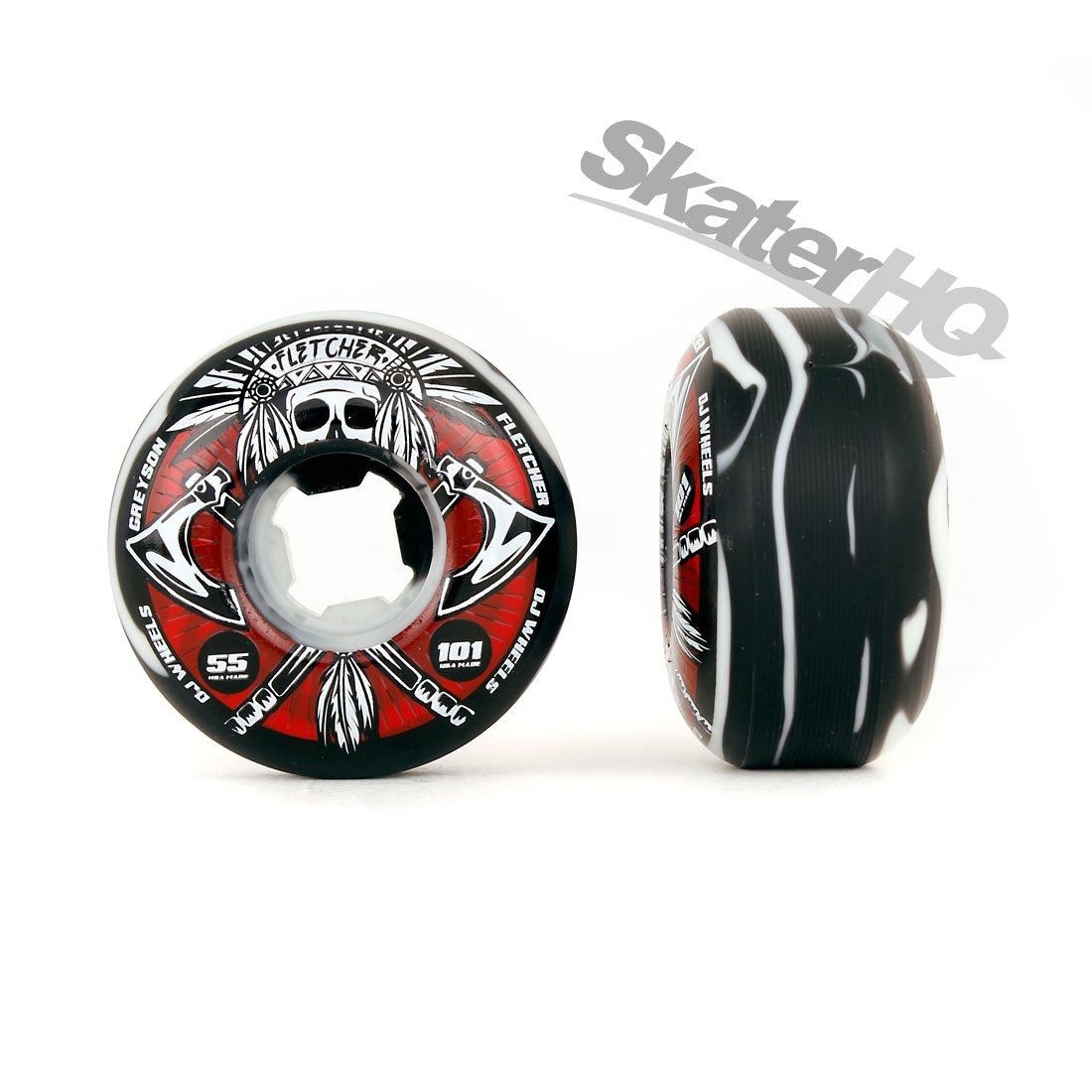 OJs Fletcher Tomahawk 53mm - Black/White Swirl Skateboard Wheels