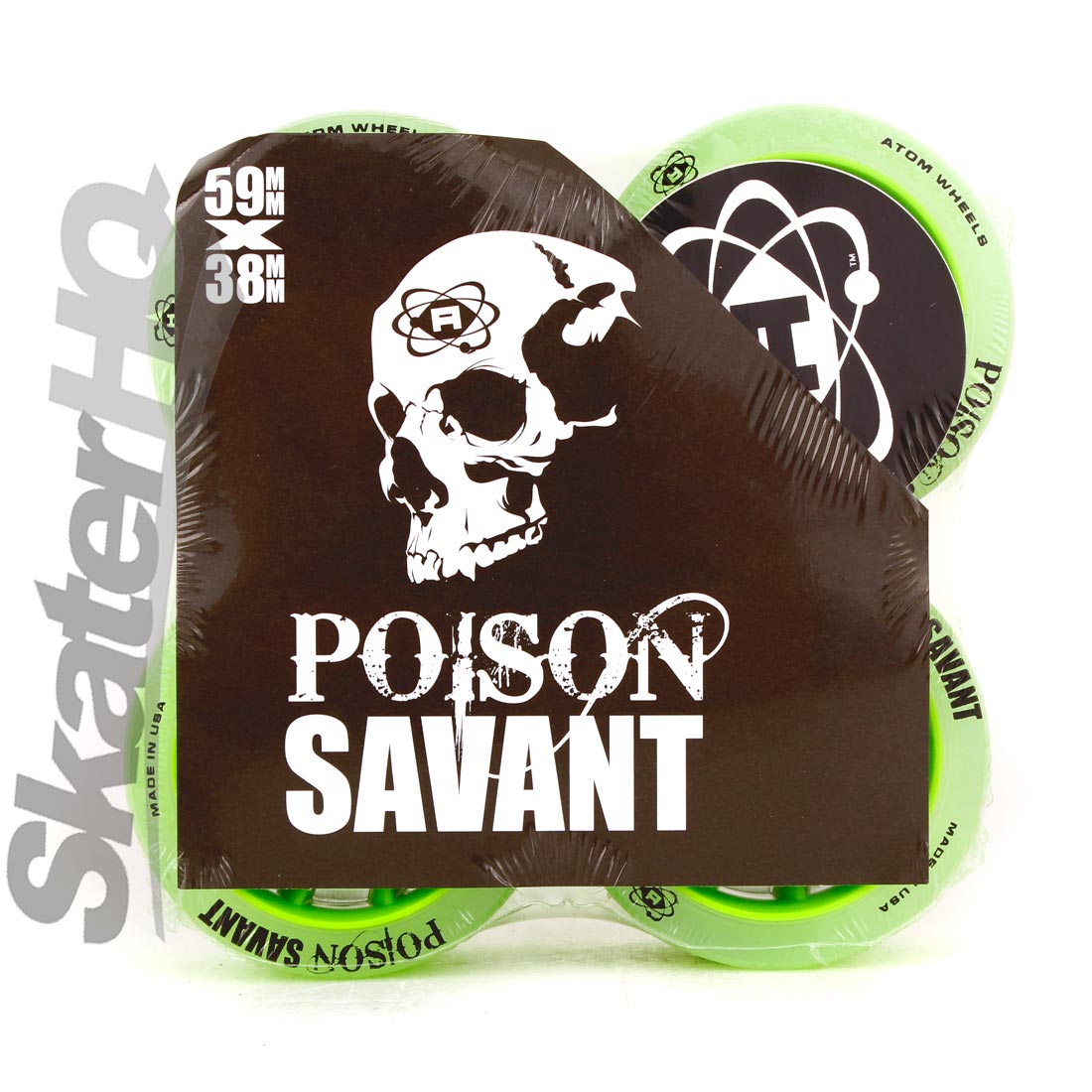 Atom Poison Savant 59x38mm 84a 4pk - Green Roller Skate Wheels