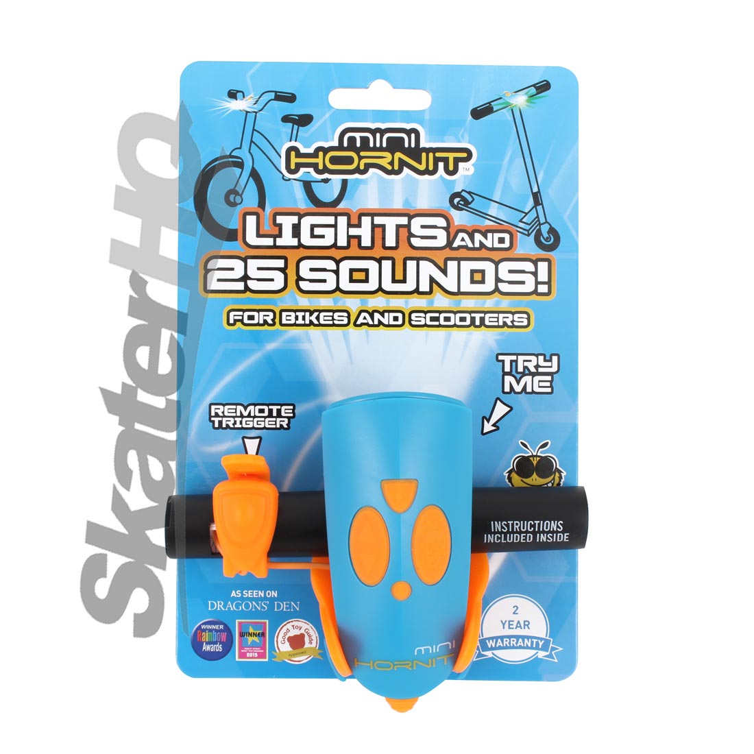 Hornit Mini Noise Maker &amp; Light - Blue/Orange Scooter Accessories