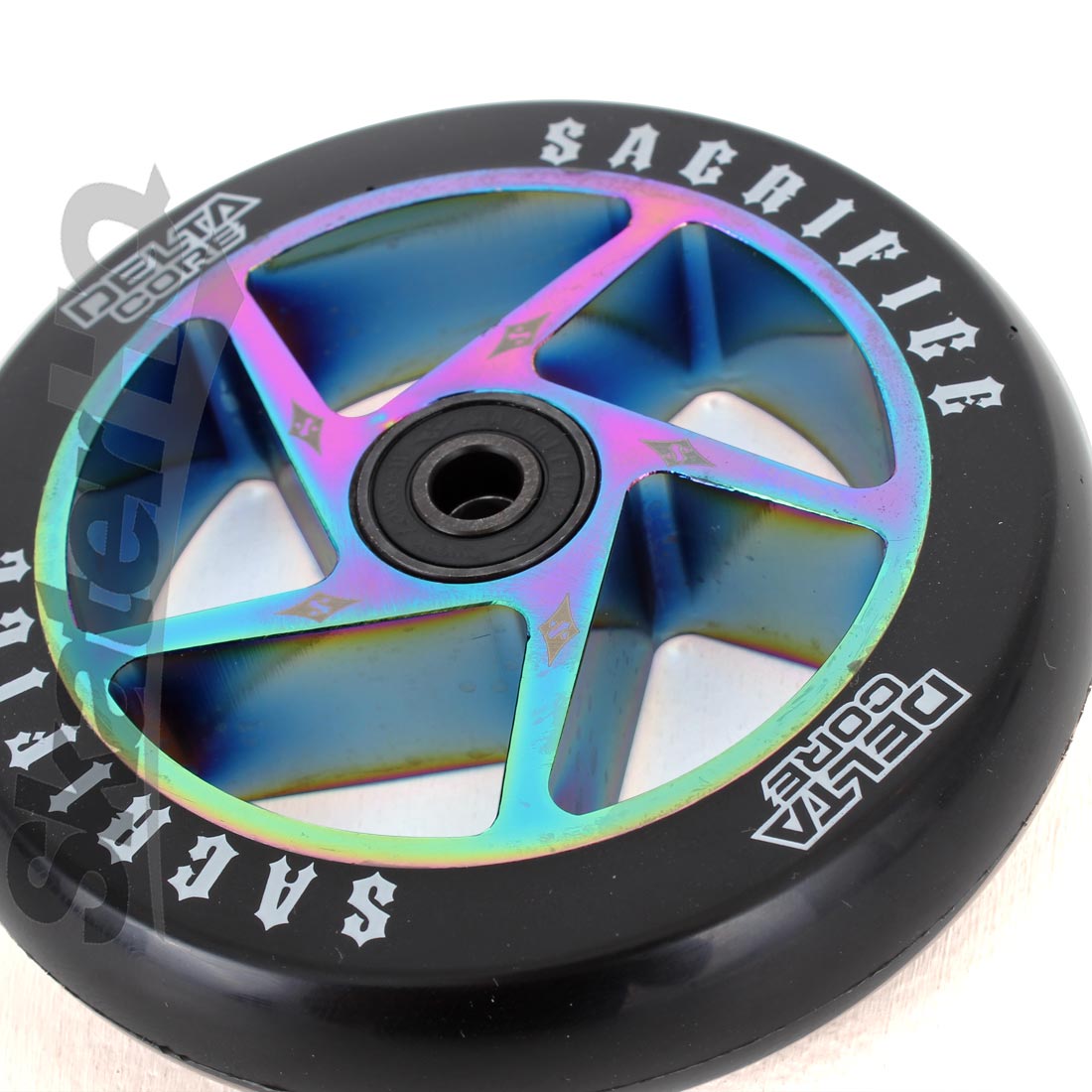 Sacrifice Delta Core 110mm Wheel - Black/Neochrome Scooter Wheels