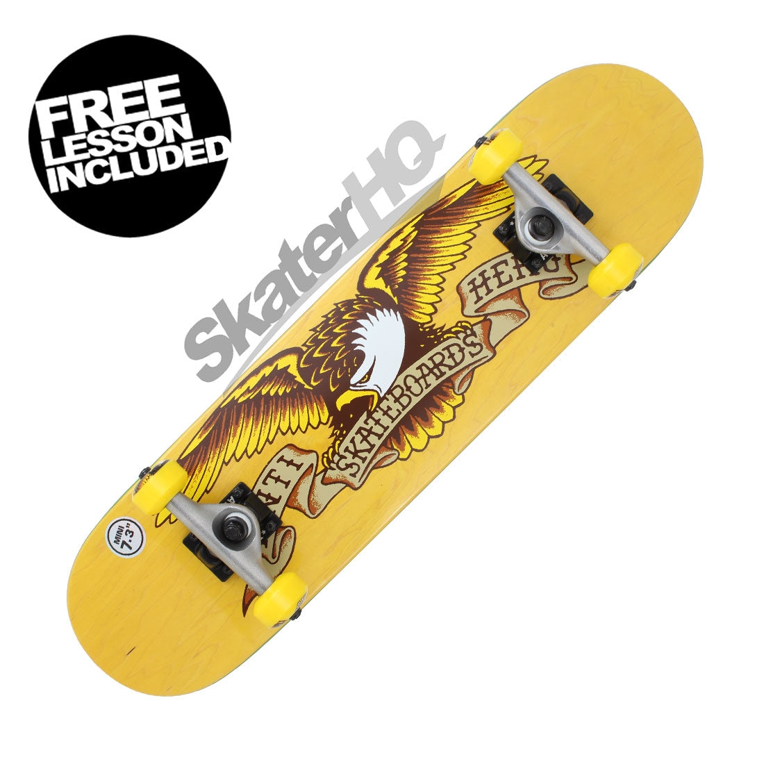 Antihero Eagle Stained 7.38 Mini Complete - Yellow Skateboard Completes Modern Street