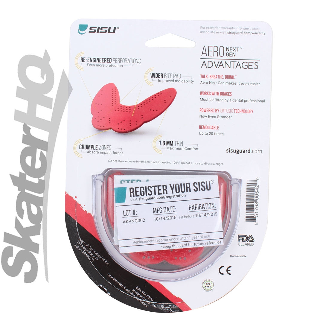 SISU Aero Mouthguard 1.6 Medium - Red Protective Mouthguards