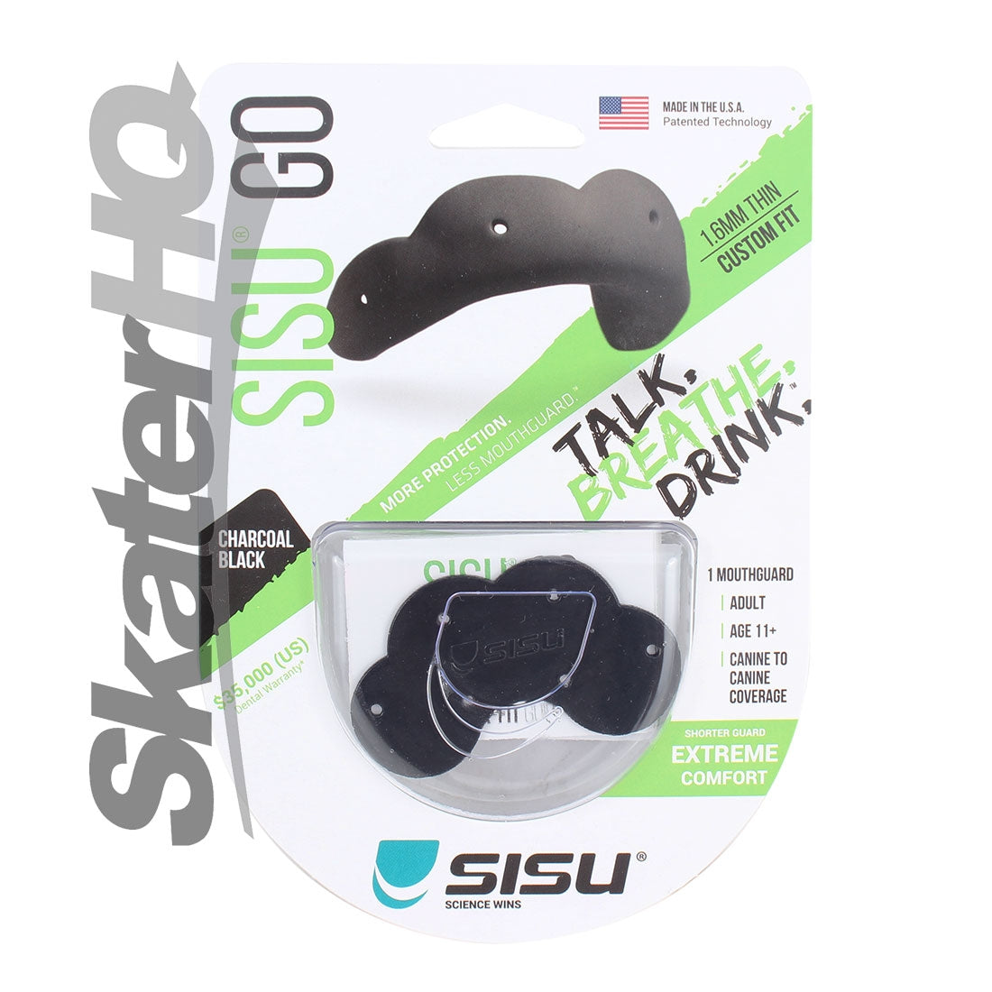 SISU GO Adult Mouthguard - Charcoal Black Protective - Mouthguards