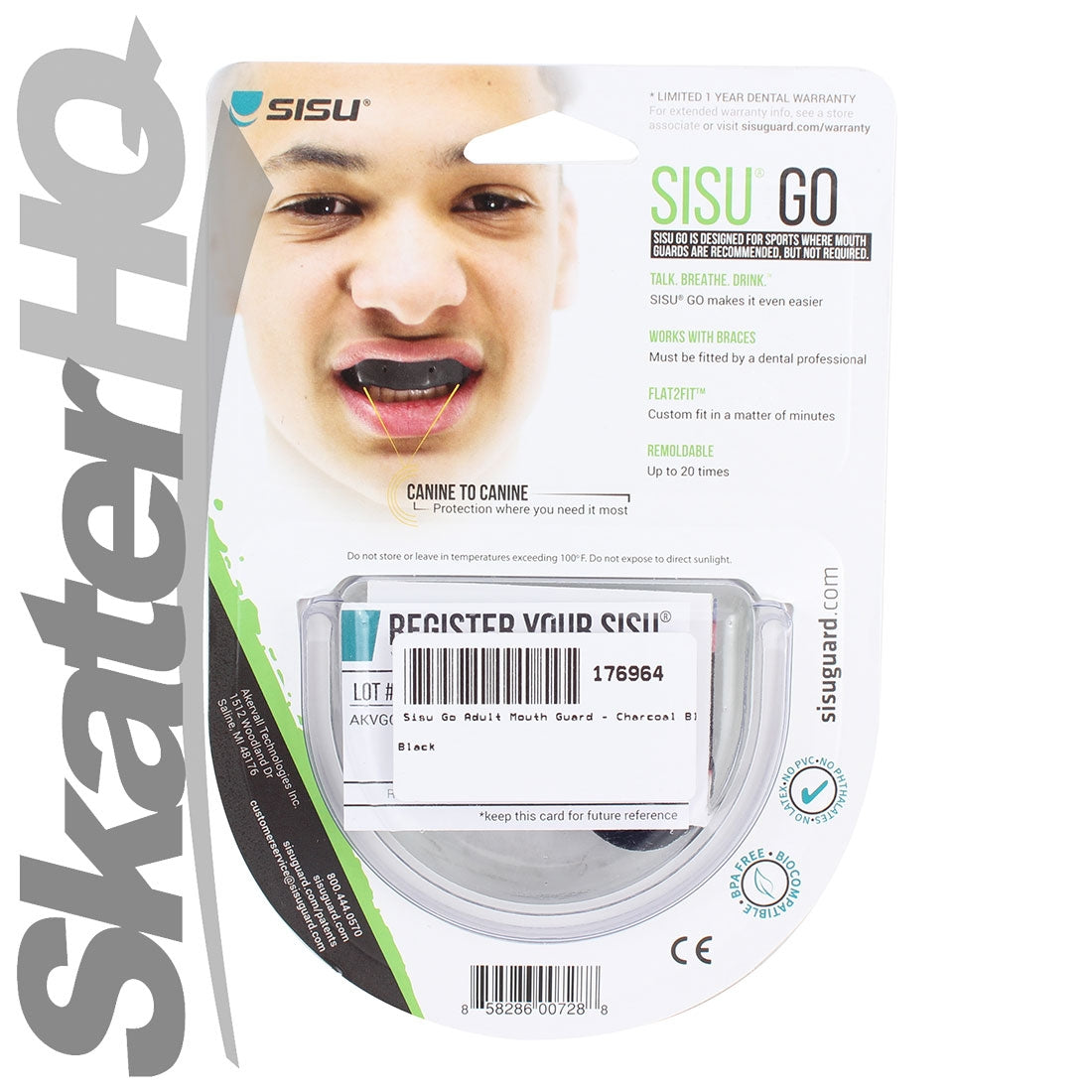 SISU GO Adult Mouthguard - Charcoal Black Protective Mouthguards