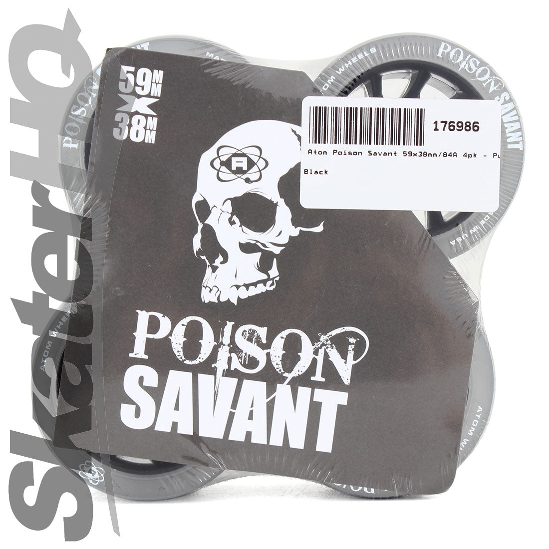 Atom Poison Savant 59x38mm/84A 4pk - Black Roller Skate Wheels