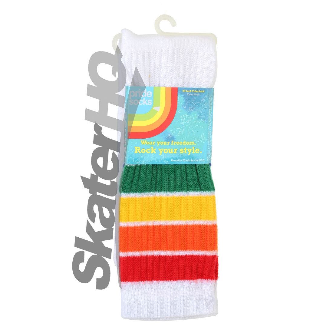 Pride YOLO 22 Tube Knee-High Socks - Wide Rainbow Apparel Socks