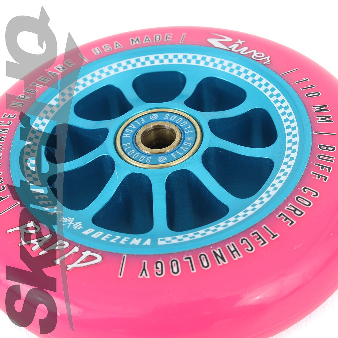 River Rapid Checkmate 110mm Wheel - Pink/Sapphire Scooter Wheels