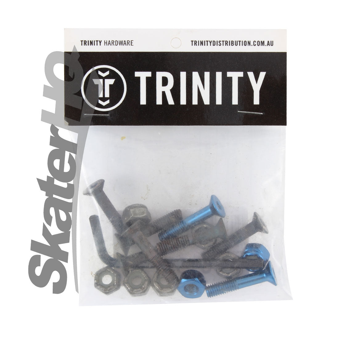 Trinity Allen 1inch Anodized Bolts 8pk - Cyan/Black Skateboard Hardware and Parts