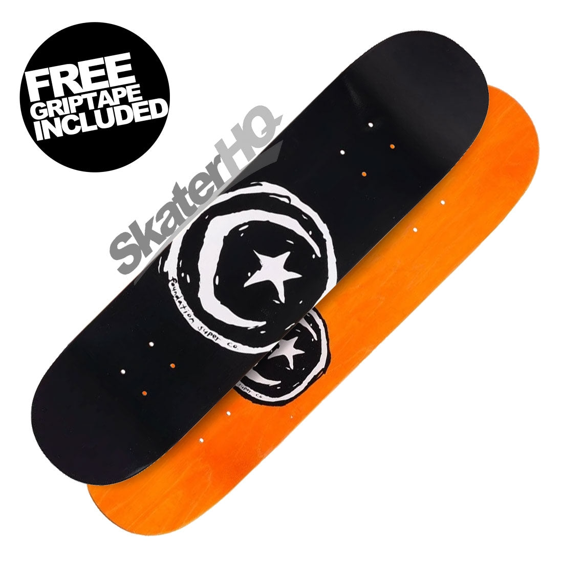 Foundation Star &amp; Moon 8.375 Deck - Black Skateboard Decks Modern Street