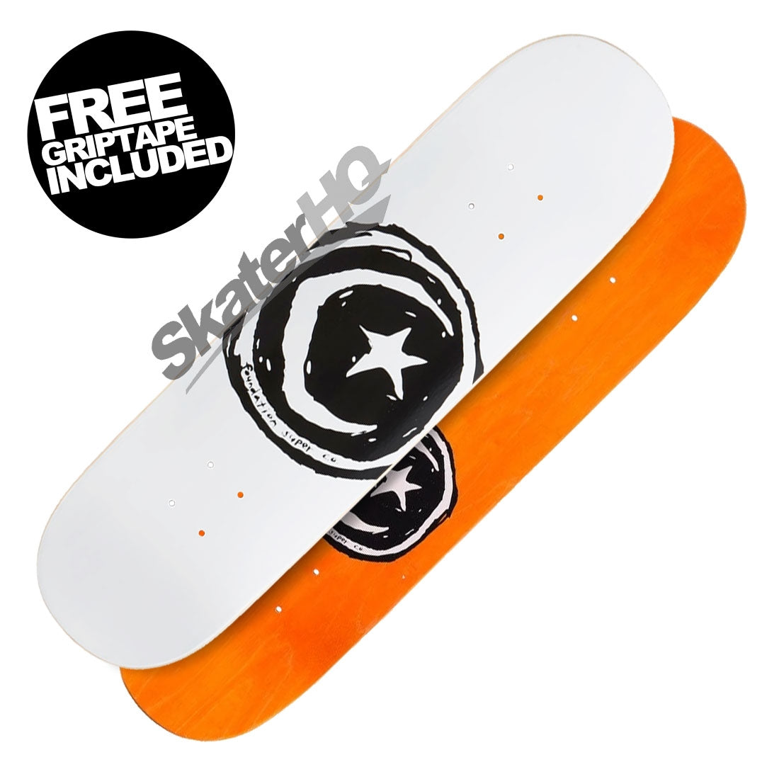 Foundation Star &amp; Moon 8.5 Deck - White Skateboard Decks Modern Street