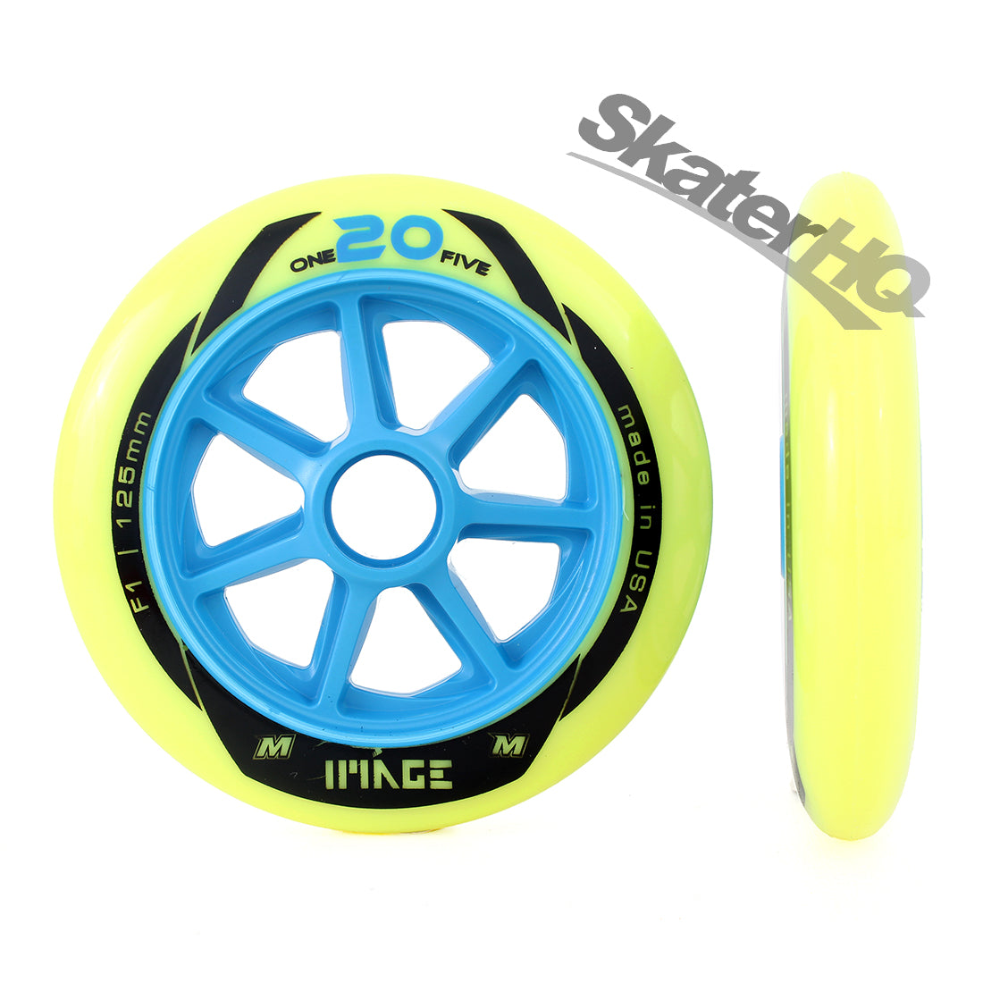 Matter One20Five F1 Image 125mm/86a 6pk - Yellow/Blue Inline Rec Wheels