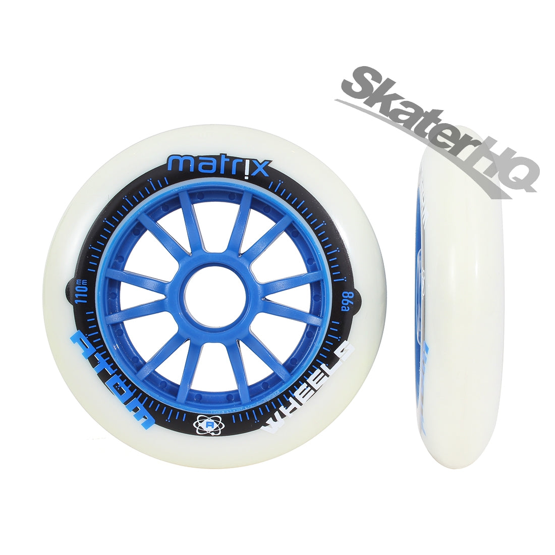 Atom Matrix 110mm 86a 6pk - White/Blue Inline Rec Wheels