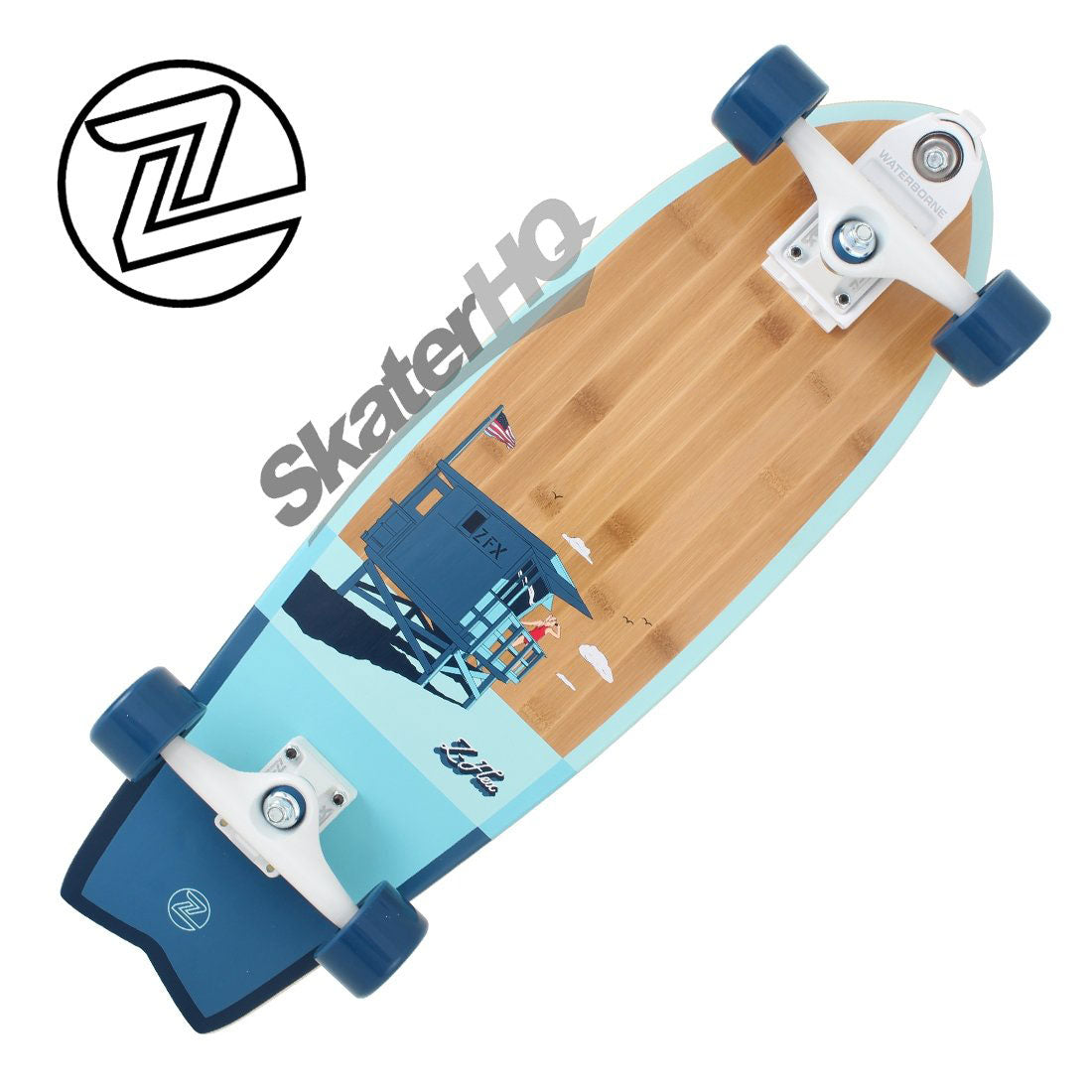 Z-Flex Bamboo 31 Surfskate Fish Complete - Blue Baywatch Skateboard Compl Carving and Specialty