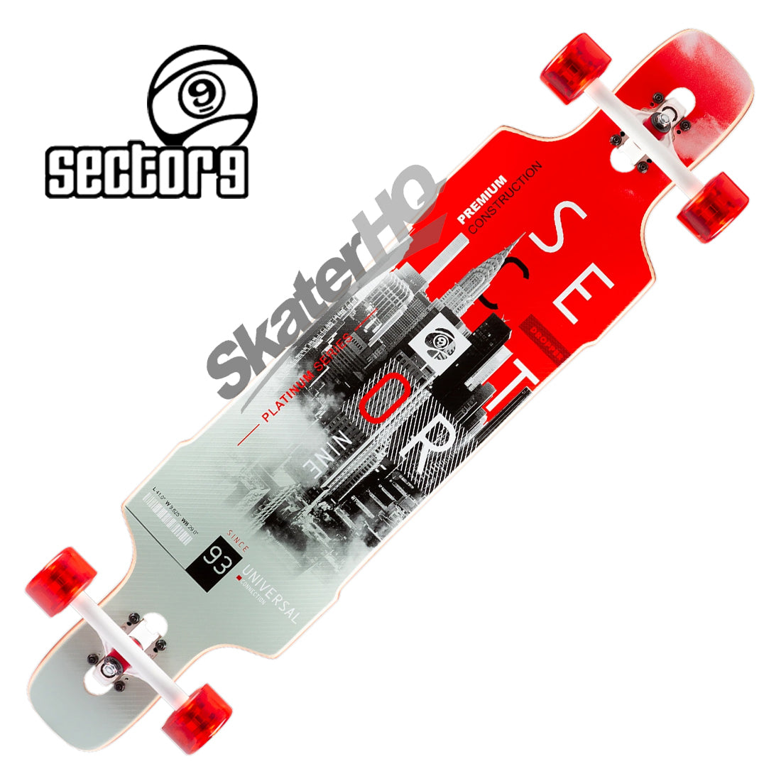 Sector 9 Dropper Downtown 41 Complete - Red Skateboard Completes Longboards