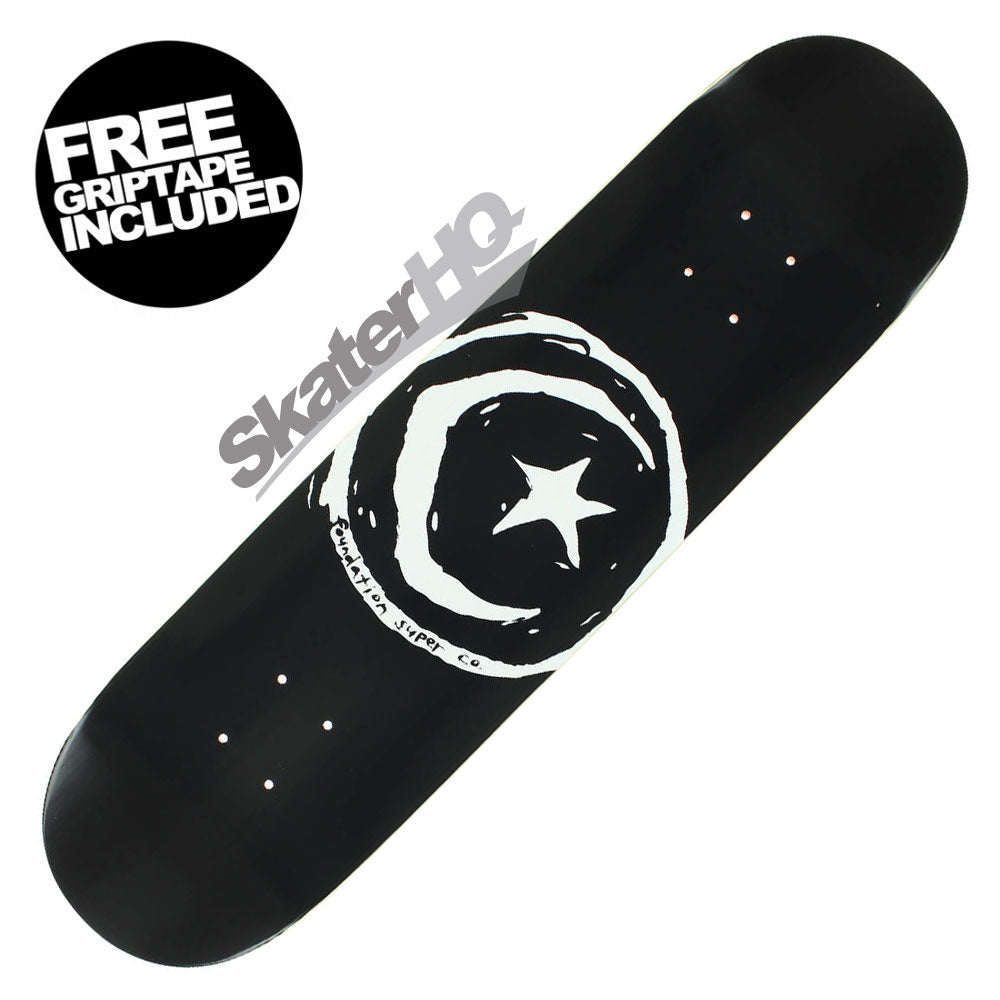 Foundation Star &amp; Moon 8.0 Deck - Black Skateboard Decks Modern Street