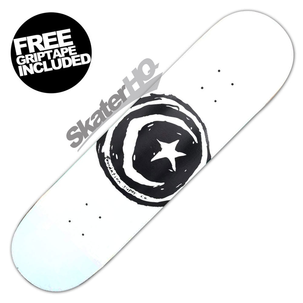 Foundation Star &amp; Moon 8.25 Deck - White Skateboard Decks Modern Street