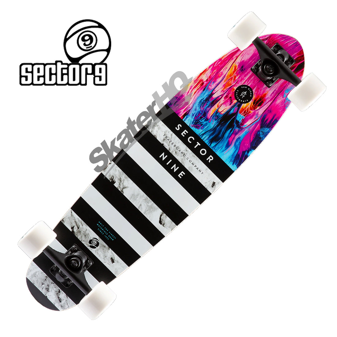 Sector 9 Splash Snapback 8x30 Complete - Black/White Skateboard Compl Cruisers