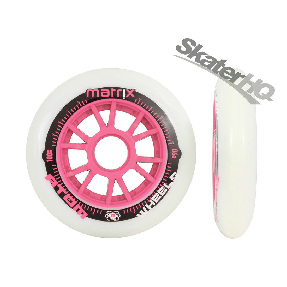 Atom Matrix 100mm 86a 6pk - White/Pink Inline Rec Wheels