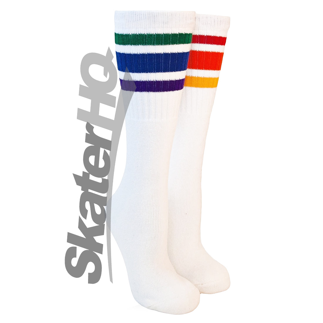 Pride Courage 19 Tube Under-Knee Socks - White/Rainbow Apparel Socks
